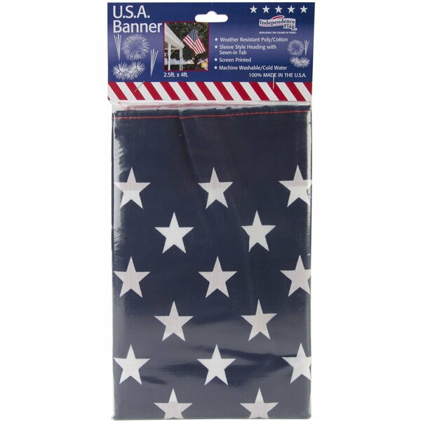Independence Flag 2.5FTX4FT SLEEVED POLY/COTTON FLAG 99000-1